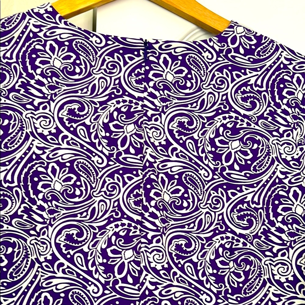 J. McLaughlin Purple Sheath Midi Dress 3/4 Sleeve - Picture 6 of 7